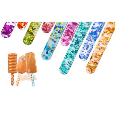 China Viable Acrylic Color Rub Cakesicle Sticks Parent-Child DIY Ice Cream Popsicle Craft Model Tool Cupcake Toppers for sale