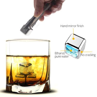 China Stainless Steel Viable Ice Cubes Set Reusable Chill Stones For Whiskey Wine Wine Cube Rock Party Bar Chill Tool for sale