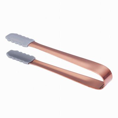 China Viable Sugar Ice Cube Food Meatloaf Clip Tea Party Bar Kitchen Accessories Tongs Gold Metal Ice Clip Stainless Steel Ice Tongs for sale