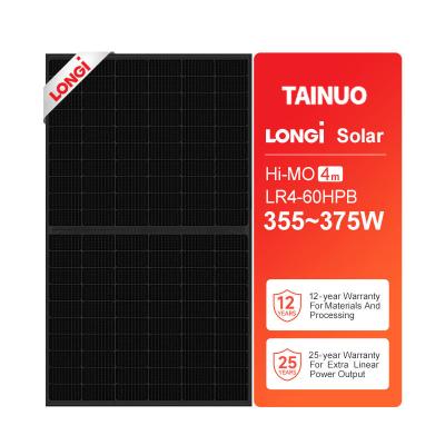 China 20A LONGi Hi-MO 4m LR4-60HPB 355-375M M6 9BB Half Cell 355W 360W 365W 370W 375W Black Frame Solar Panels for sale