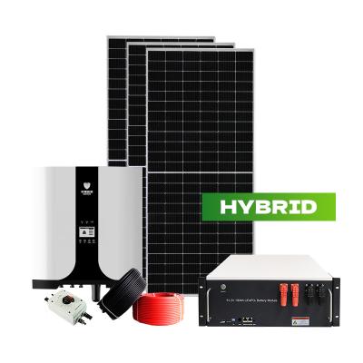 China Ground Mounting Europe Hot Sale Deye 5KW 10KW 15KW Home Complete Set Solar Power System Hybrid Solar Energy System for sale