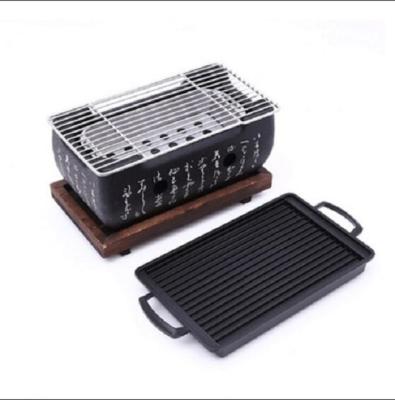 China Easily Assembled Mini Hibachi Grill Square Ceramic Charcoal BBQ Grill Restaurant Alcohol Barbecue Japanese Table Grill for sale