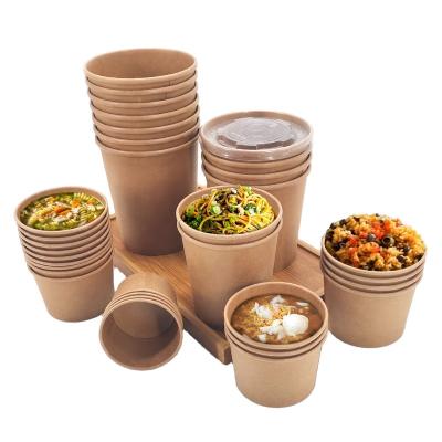 China Chinese restaurant cup salad soup paper packaging factory sale stocked takeout paper cup containers for sale