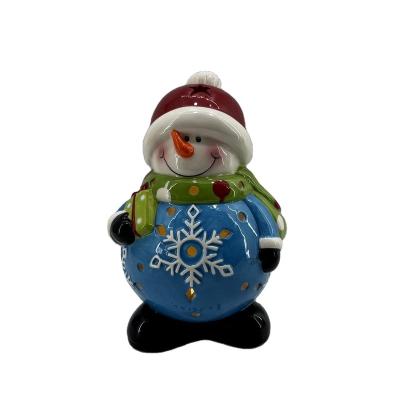 China 2022 Ceramic Snowman Lighted Led Decorative Snowman Christmas for sale