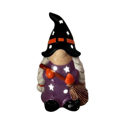 China LED witch lighted ceramic witch for Halloween decoration for sale