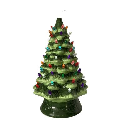 China Ceramic LED Lighted 18.5 Inch Pre-Lit Ceramic Tabletop Christmas Tree for sale