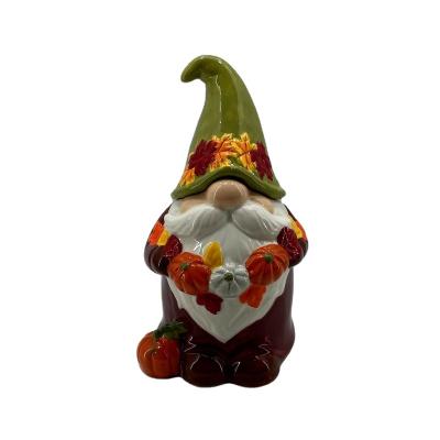 China Ceramic Freshness Preservation Gnome Storage Jar For Thanksgiving Decoration for sale