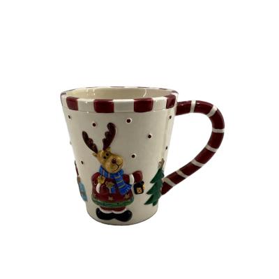 China 2022 Viable Christmas Decoration Reindeer Ceramic Coffee Mug for sale