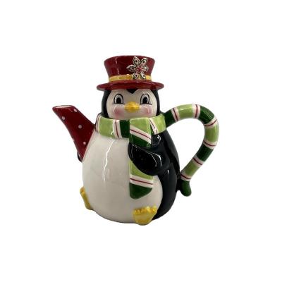 China Traditional Ceramic Penguin Teapot For Christmas 2022 Decoration for sale