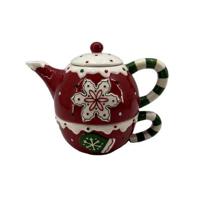 China Traditional Ceramic Teapot With Cup Set For Christmas 2022 Decoration for sale