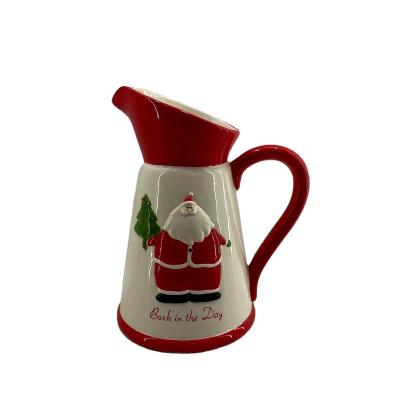 China Viable Christmas ceramic pitcher with Santa Claus decoration for sale