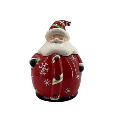 China Freshness Preservation Christmas Decoration Santa Claus Ceramic Storage Jar for sale