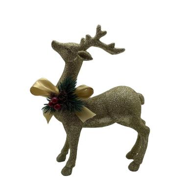 China Polyresin Golden Reindeer with Deal Apple for Christmas Decoration for sale