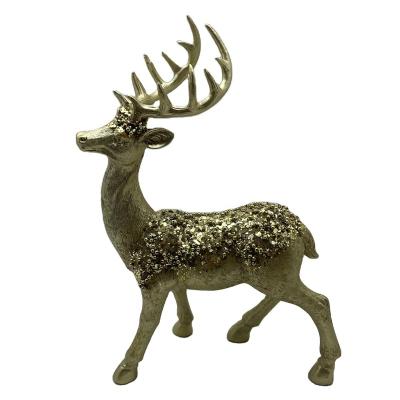 China Polyresin Gold Standing Reindeer For Christmas Decoration for sale