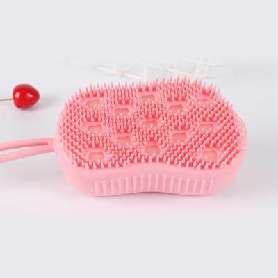 China Factory Sustainable Double Sided Bath Shower Body Brush Silicone Exfoliating Belts Bath Brush For Men And Women for sale