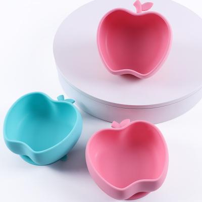 China Kids Children Love Silicone Bowl Food Grade Silicone Made To Prevent Breaking Adsorption Apple Silicone Bowl for sale