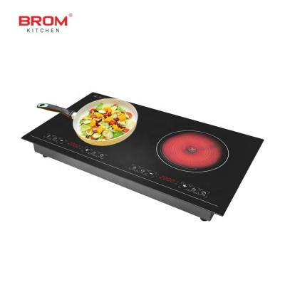 China Eco-friendly cooker factory price built in cooktop electronic commercial crystal plates easy indection digital double head induction cooker for sale