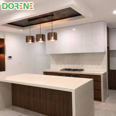 China Dorene Durable Minimalist Modern Auto Ready To Assemble Apartment Gray Melamine Large Kitchen Cabinets Custom Set Set Complete With Led for sale