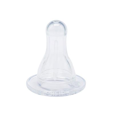 China Infant customer standard soft transparent Logo Arc Type nipple 43mm neck silicone baby BPA free liquid silicone long nipple for sale