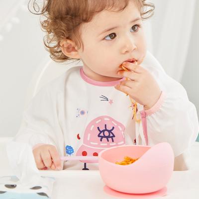 China Baby Eating Silicone Baby Feeding Dishware Training Feeding Sets Easy To Clean Dish Bowl With BPA Free Babi Feeding Bowl Spoon And Fork Suctio Kits for sale