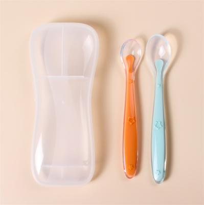 China BPA Free Food Grade Baby Feeding Set Baby Eating Spoon Silicone Spoon For Baby In Support 3 Sets (6 Spoons) Running Small Conical Type for sale