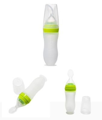 China BPA OEM ODM Bebe Silicone Baby Squeeze Spoon Free Portable Custom Feeding Bottle Girl Feeding Bottle for sale