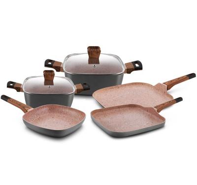 China Sustainable Durable Granite Coated Aluminum Nonstick Cookware Set for sale