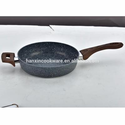 China Stone Viable Aluminum Non-Stick Frying Pan Wood Handle for sale