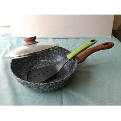 China Sustainable hot sale granite forged marble ceramic coaitng aluminum korean wok for sale