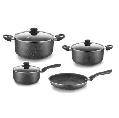 China Excellent non-stick viable with high quality 7pcs stock pot with aluminum for sale