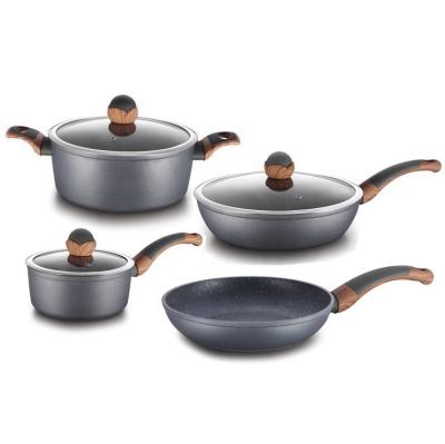 China Sustainable Cookware Forged Aluminum Nonstick Granite Coating Nonstick Pot Cookware for sale