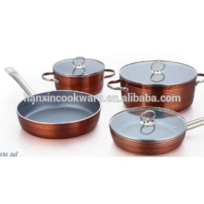 China Sustainable Kitchen Pot Metallic Paint Pot Set Cookware Set Cooking for sale