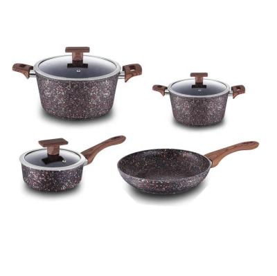 China Sustainable Eco Friendly Induction Granite Coated Cooker Frying Pan Set Of 3 for sale