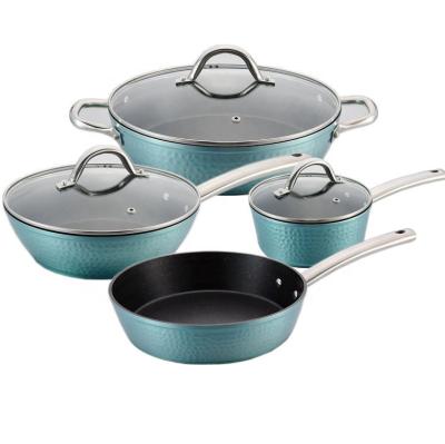 China 7pcs Sustainable Aluminum Cooking Pot Set Nonstick Cookware for sale