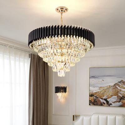 China Customized Lamps Modern Modern Round Big Ceiling Crystal Led Pendant Lights Luxury Gold Wedding Living Room Hotel Chandelier for sale