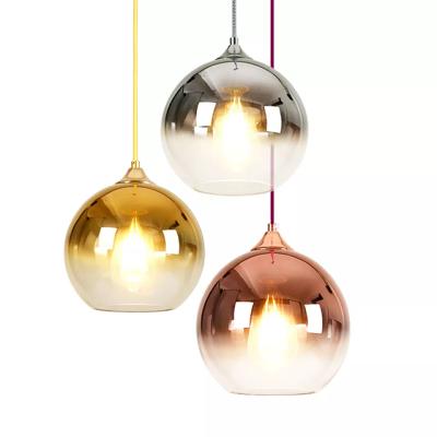 China Modern Nordic Designer Decorative Bronze Gold Glass Ball Dining Hang Lamp Chandelier Led Pendant Light Minimalist for sale