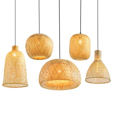 China Modern Rattan Industrial Nordic American For Restaurant Hotel Living Room Rustic Vintage Pendant Lamp Bamboo Led Chandelier Light for sale