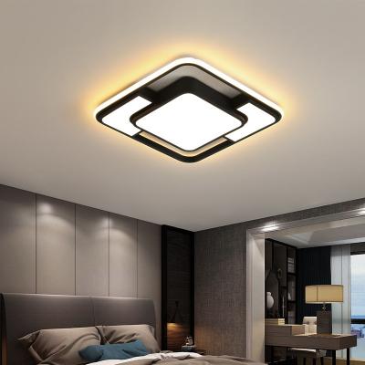 China Lmap Decorative Home Decorative Black Remote Control Ceiling Chandelier Bedroom Square Living Room Modern Led Ceiling Light for sale