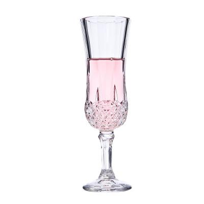 China Art Decor Factory Price Old Fashion Crystal Engraved Wine Champagne Brandy Goblet Glass for sale