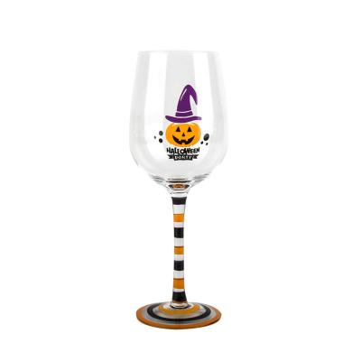 China Halloween Shape Creative Halloween Wine Glasses Handmade Painted Glass Goblet for sale