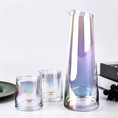 China Modern Colorful Cold Stocked Crystal Glass Kettle Pitcher for sale