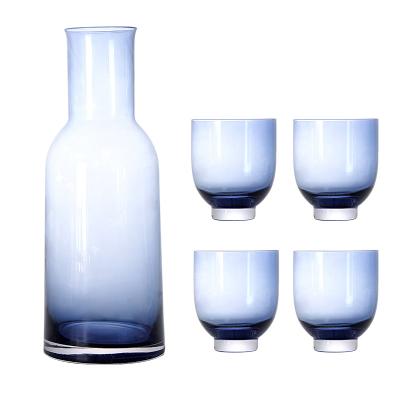 China Household blue cold straight large capacity jug water bottle creative electroplating glass set for sale