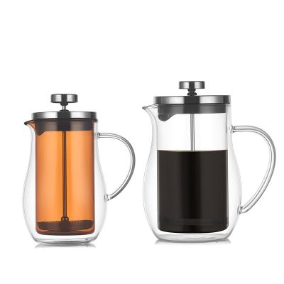 China WITH LID Double-layer Pressure Pot Glass Coffee Pot Insulation Coffee Appliances Household Filter Sharing Pot for sale