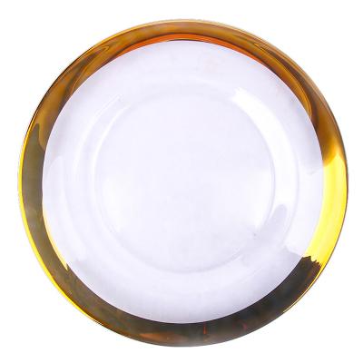 China Wholesale European creative transparent gold factory direct sales charger stocked glass dish for sale