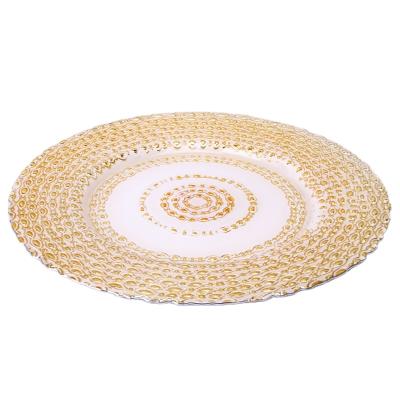 China Sustainable Hot Selling 13 Inch Glass Decorative Charger Plate For Wedding for sale