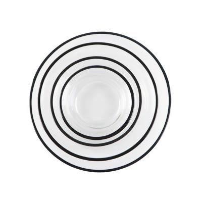 China European Style Electroplating Glass Black Stocked Charger Dishes Wedding Decoration Edged Charger Dishes for sale