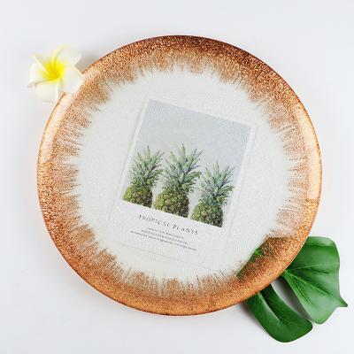 China Stocked Wedding Round Tableware Fashion Gold Foil Charger Dish Dinner Charger Dish for sale