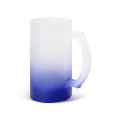 China 16oz beer drinking glass mug glass mug new design lead free glass material gradient frosted beer mug sublimation for sale