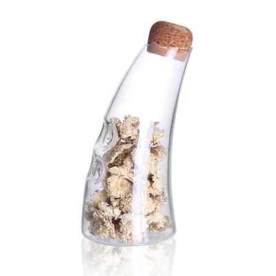 China No Supplier Popular Creative Design Handmade Borosilicate Glass Storage Jar With Cork Lid for sale