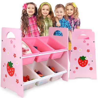 China Educational Organizer Bins Rack of Toy Kids Children Baby Wooden Toy Container Box Storage Tray for sale